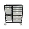 Storsystem Commercial Grade Mobile Bin Storage Cart with 9 Gray High Impact Polystyrene Bins/Trays CE2400DG-4S3D2QLG